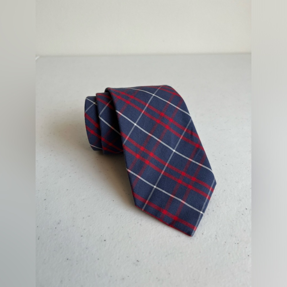 Plaid Tie, Blue, Red, White, J. Crew, 100% Cotton